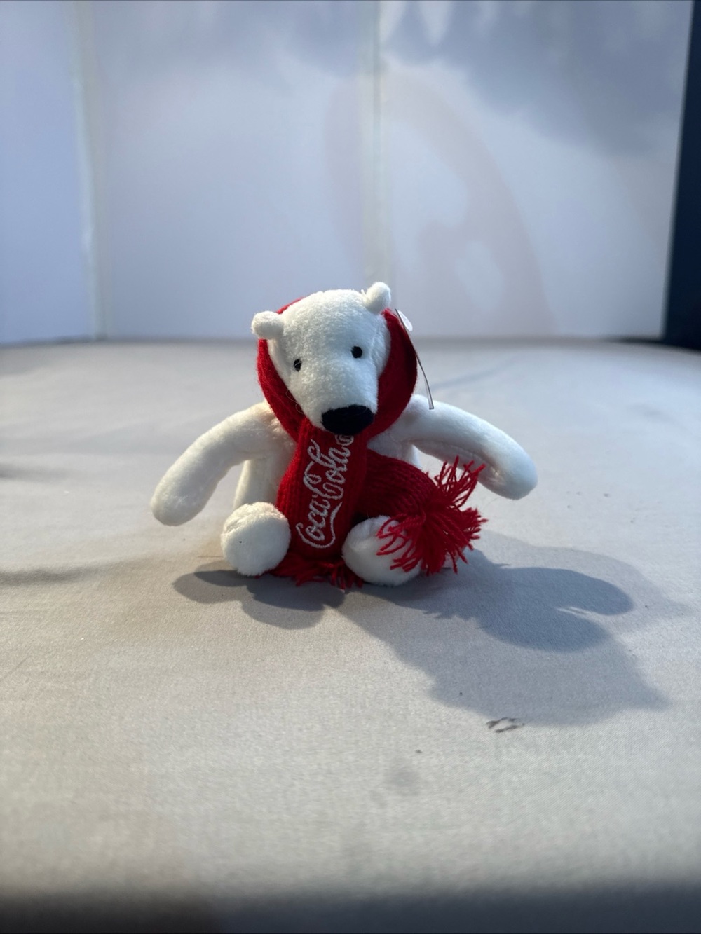 Coca Cola White Polar Bear Plush with Red Branded Scarf NWT